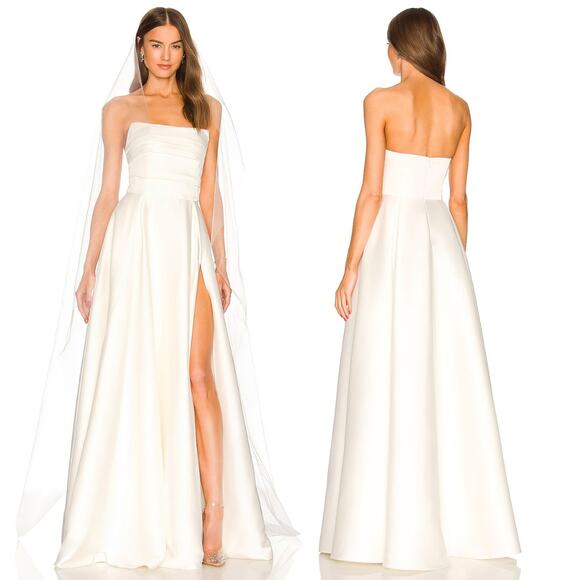 Sau Lee Heidi Wedding Gown Satin Strapless Bridal Formal Fairytale Princess Sz 6 - Picture 1 of 12